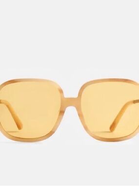 Madewell The Brunch Oversized Marbled Tan Sunglasses w/ Amber Frames